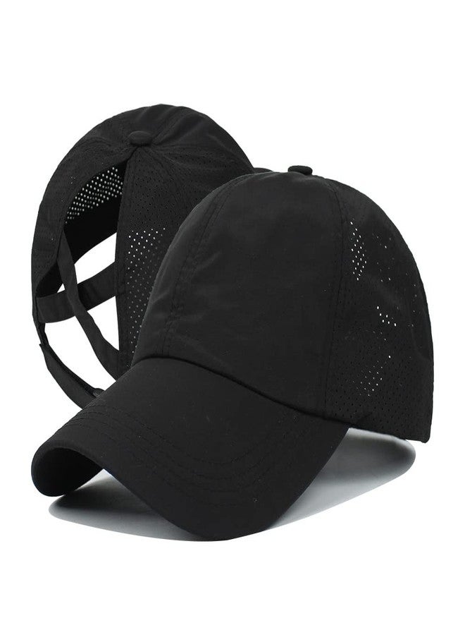 Vikodah Ponytail Baseball Cap for Women Girls,Outdoor Quick Dry Mesh Baseball Hat Adjustable Black - Image 2